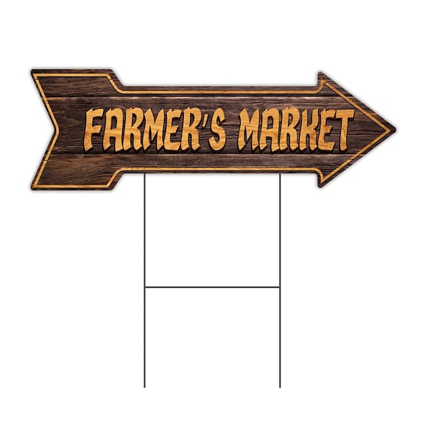 Signmission Farmers Market Arrow Yard Sign Funny Home Decor 30in Wide C-ARROW10-999875 - main